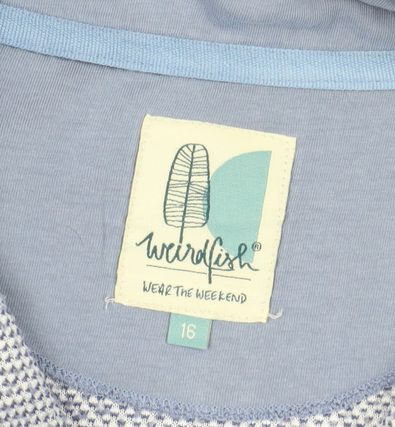 Weird Fish Women's Blue 1/4 Zip Sweatshirt Size 16