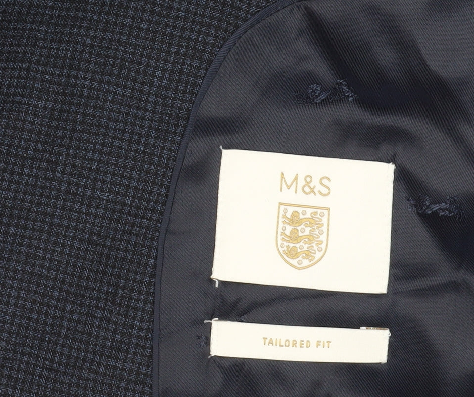 Marks & Spencer Men's Blue Check Blazer 40S