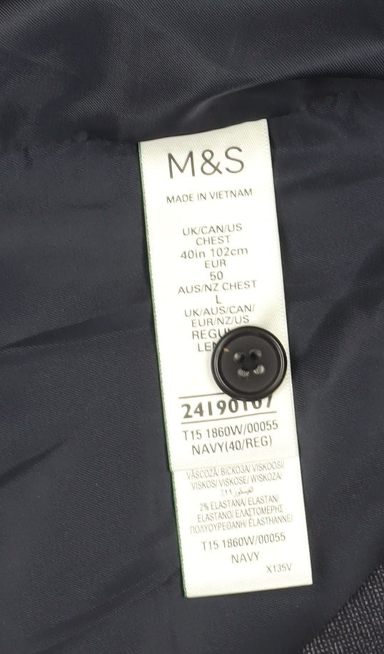 Marks and Spencer Men's Blue Waistcoat 40 Regular Fit