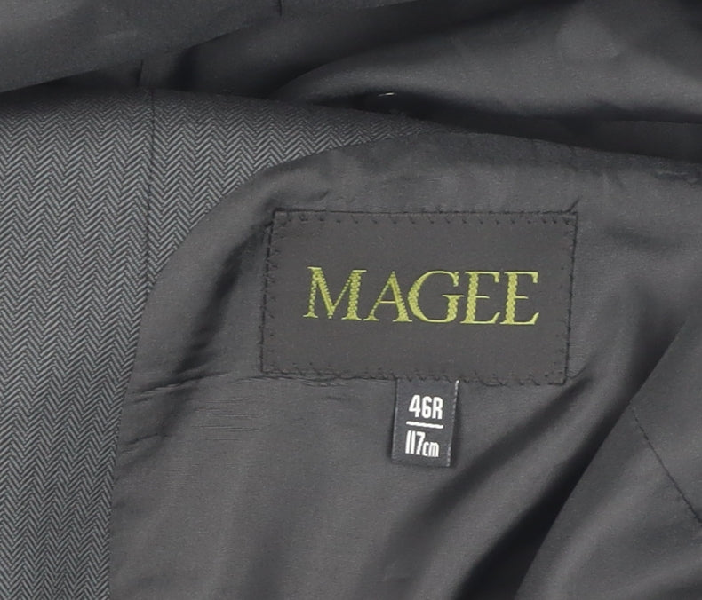 Magee Men's Grey Wool Suit Jacket, Size 46R, Formal Wear
