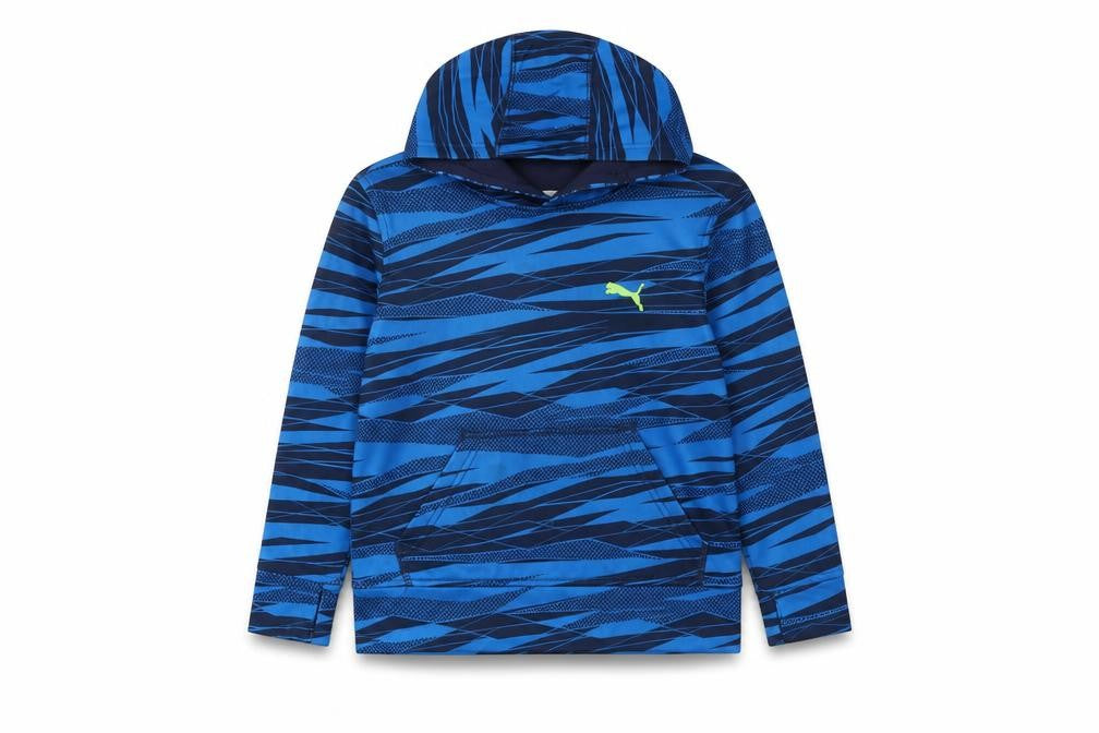 Puma Boys Blue Pullover Hoodie, Graphic Print, Size S