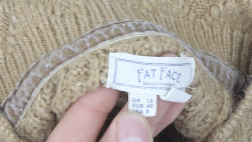 Fat Face Women's Beige Knit Pullover Jumper Size 12