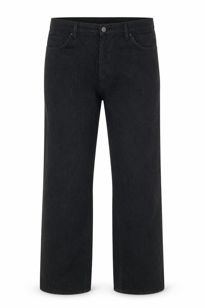 Fume Unisex Black Cotton Straight Trousers 36