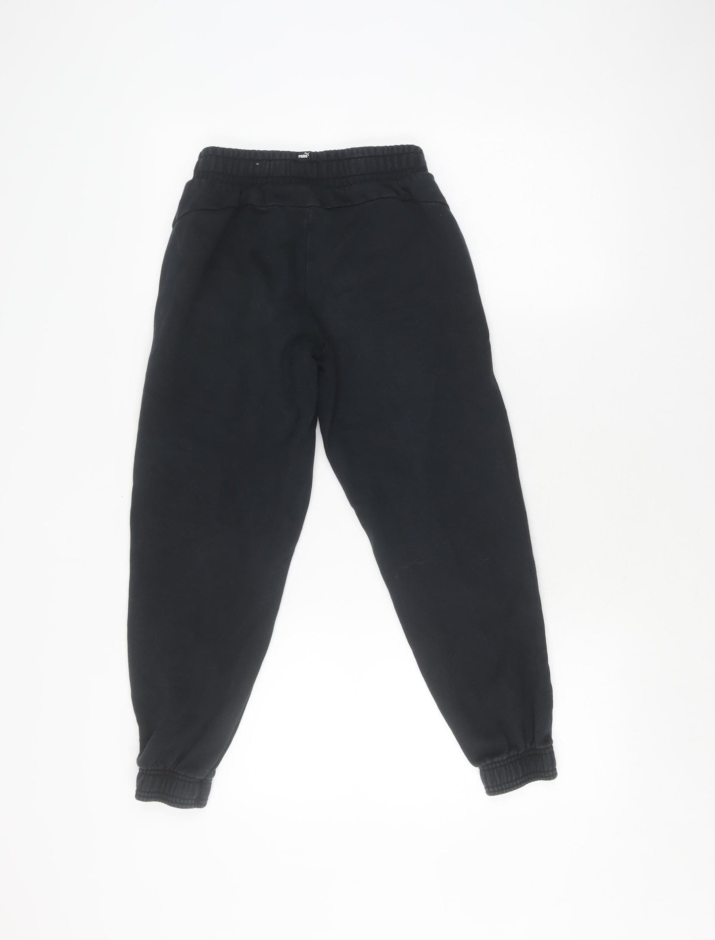 Puma Boys Black Jogger Trousers Size 11-12Y - Cotton Sportswear