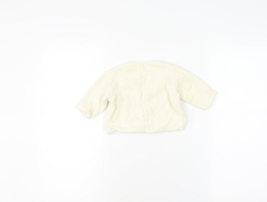 Catimini White Unisex Baby Cardigan 3-6 Months Animal Theme