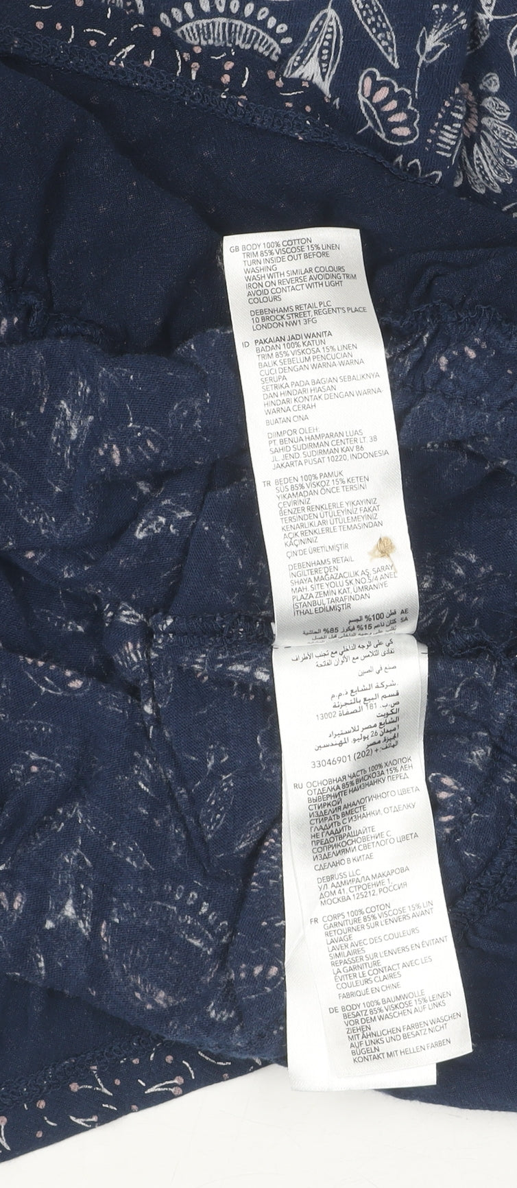 Mantaray Women's Blue Floral Tunic Blouse Size 8