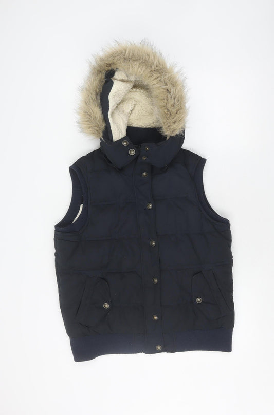 Fat Face Women's Navy Puffer Waistcoat Size 14