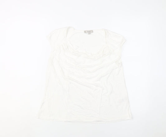 Hobbs Women's White Blouse, M, Scoop Neck, Casual Style