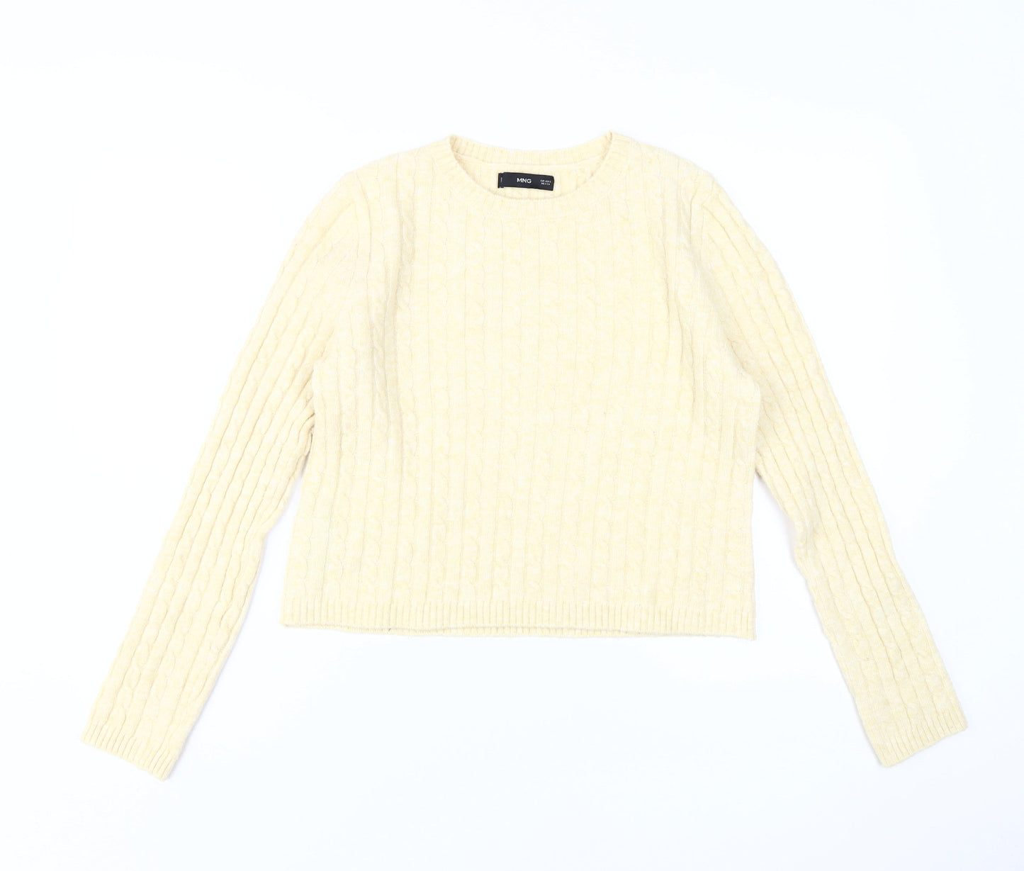 MNG Women's Beige Cable Knit Pullover Size S