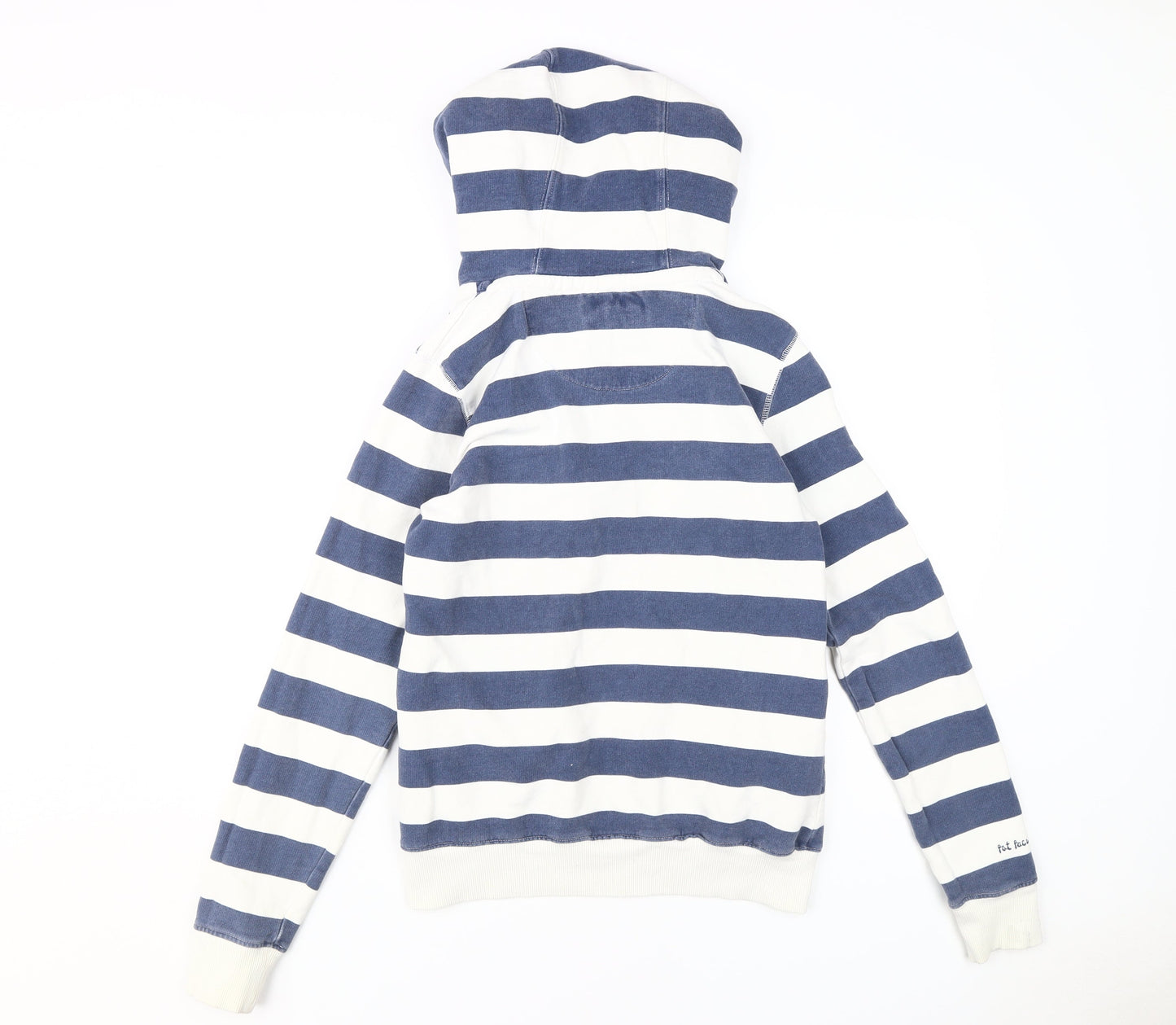 Fat Face Women's Blue Striped Hoodie, M, Button Closure, Cotton