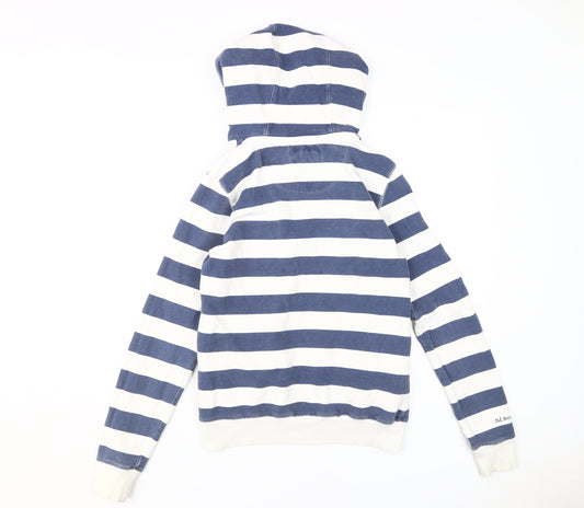 Fat Face Women's Blue Striped Hoodie, M, Button Closure, Cotton