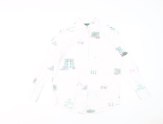 Joules Women's White Button-Up Shirt, Size 8