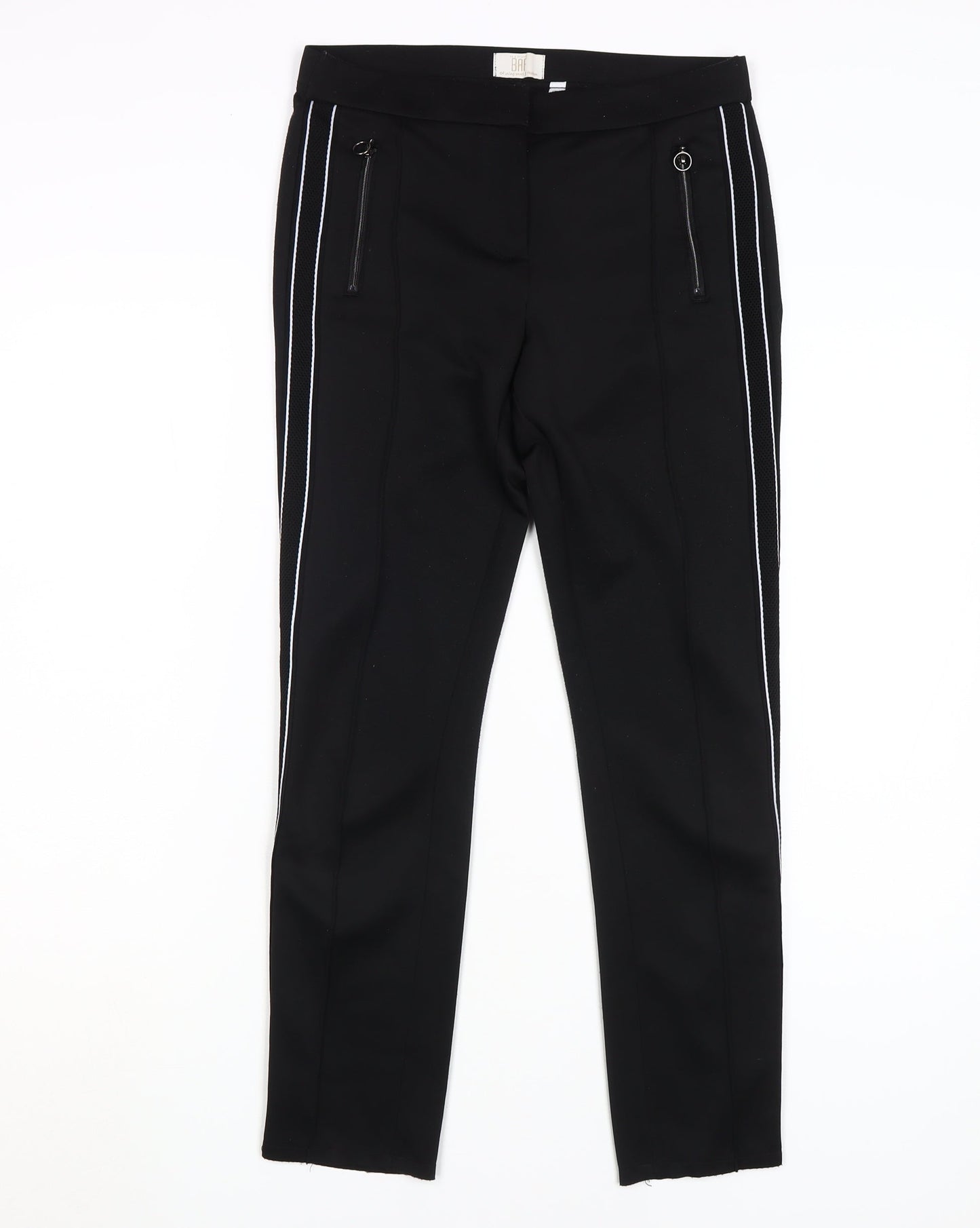 BAF Women's Black Slim Trousers, Size 10, Stretch Zip Pockets