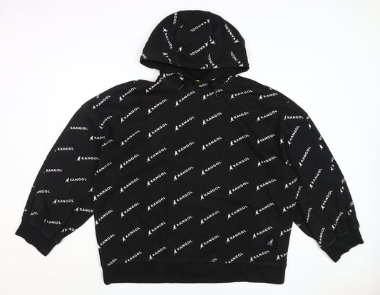 Kangol Women's Black Logo Pullover Hoodie Size 14