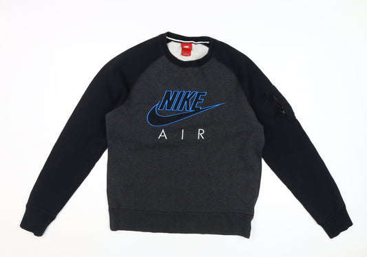 Nike Men's Grey Logo Sweatshirt M Pullover Stylish