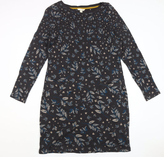 White Stuff Floral Shift Dress Women Black Size 14