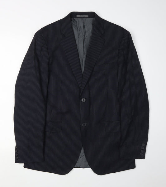 Calvin Klein Men's Blue Striped Blazer Size 48
