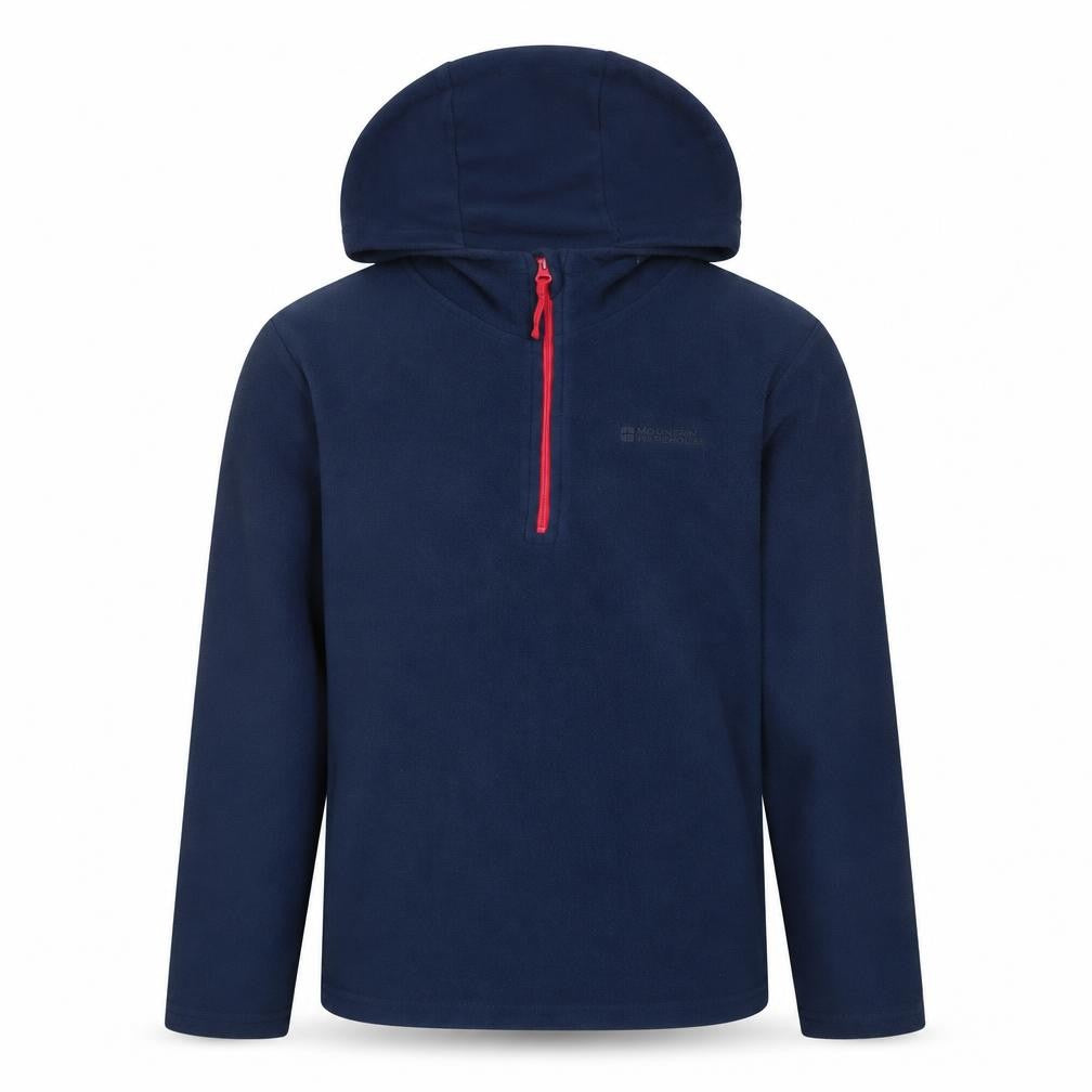 Front view of Mountain Warehouse girls’ blue fleece hoodie 11-12 years
