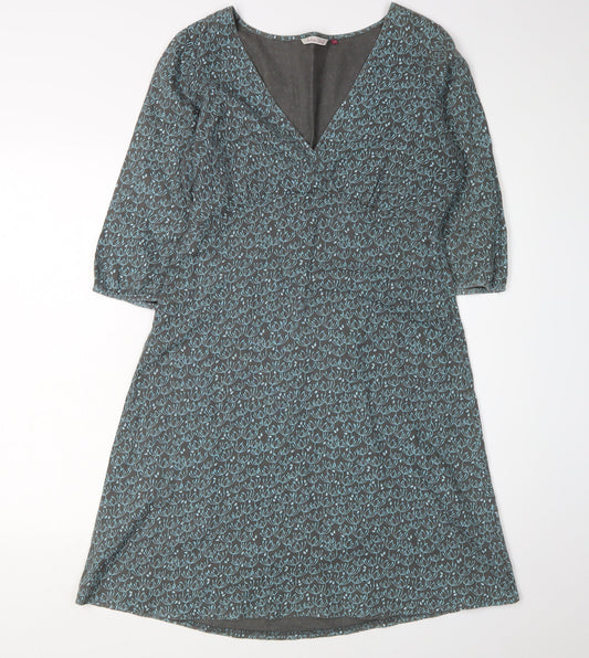 White Stuff Women's Multicoloured V-Neck Dress Size 12
