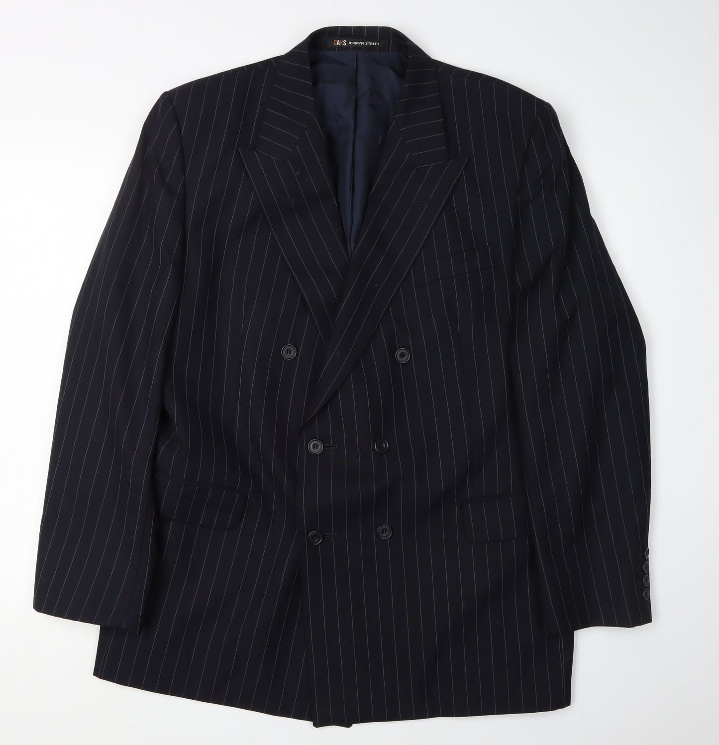 Daks Men's Blue Wool Blazer, 40R, Double-Breasted