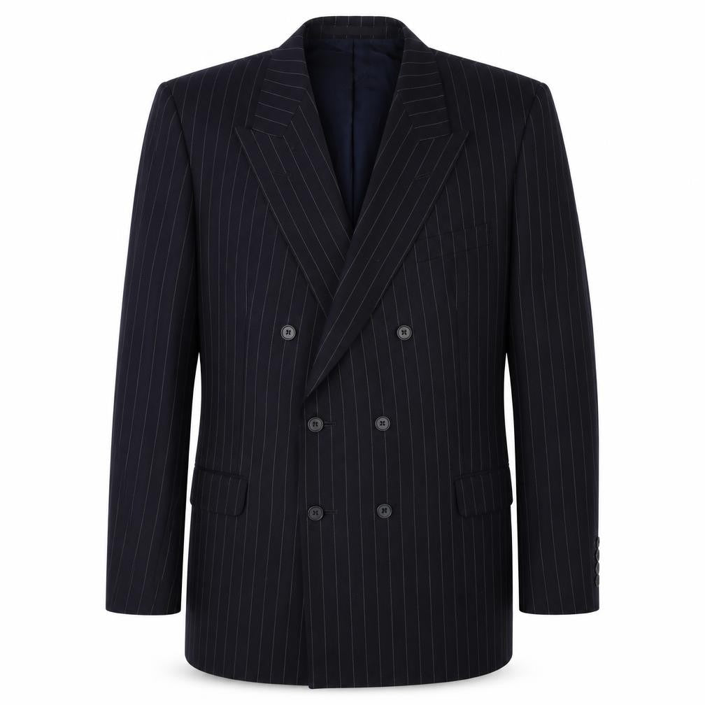 DAKS Men's Blue Wool Blazer, 40R, Double-Breasted