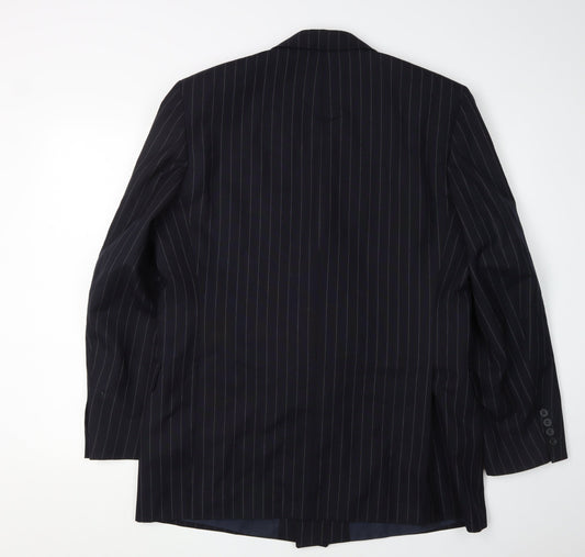 Daks Men's Blue Wool Blazer, 40R, Double-Breasted