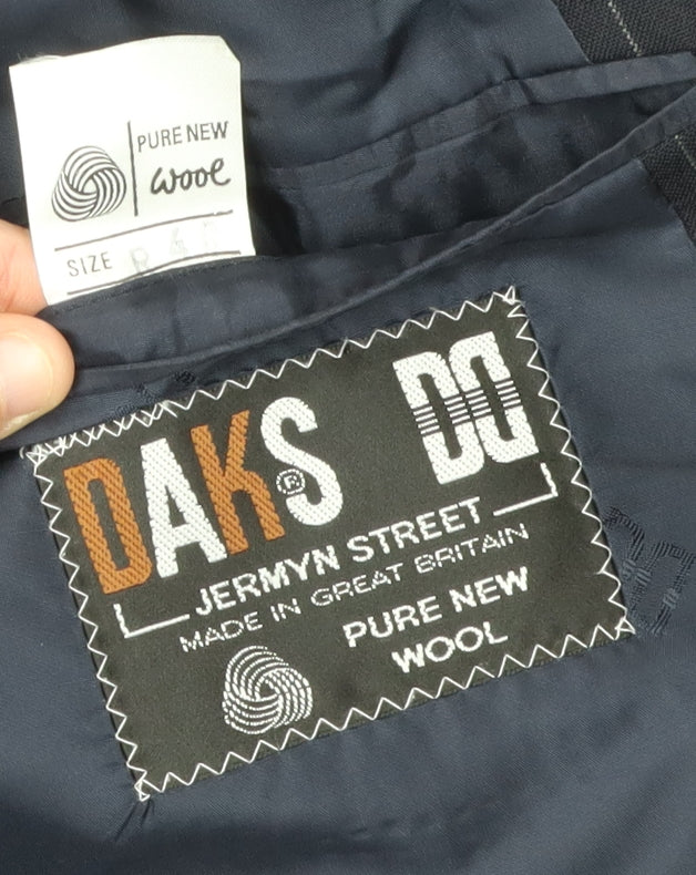Daks Men's Blue Wool Blazer, 40R, Double-Breasted
