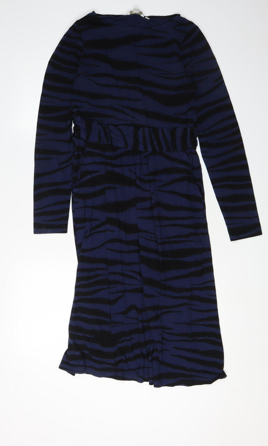 Boden Women's Blue Animal Print Long Sleeve Dress