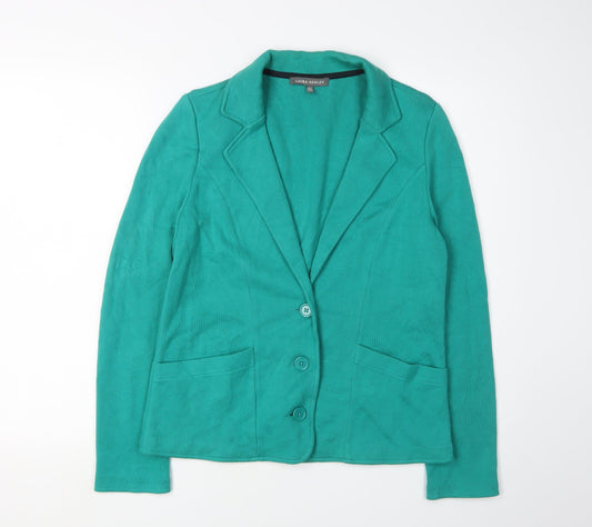 Laura Ashley Green Cotton Blazer, Women Size 8, Casual Wear