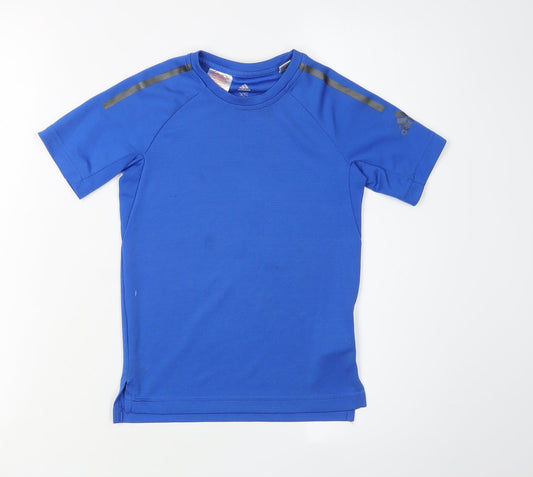Adidas Boys Blue T-Shirt, Size 7-8Y, Breathable Quick Dry