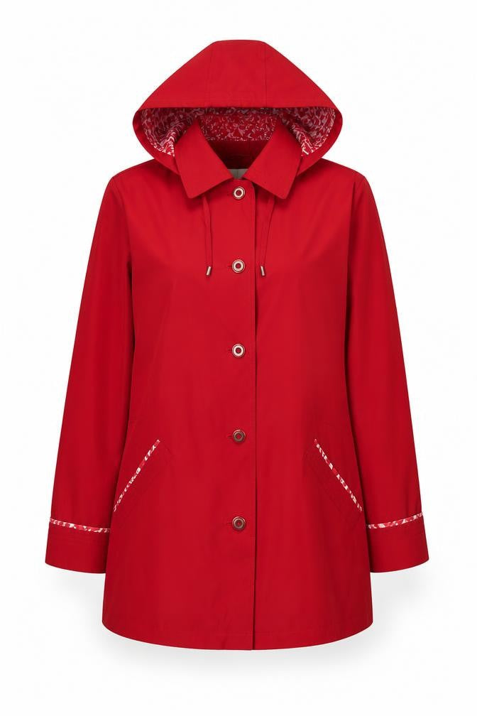 Front view of Honor Millburn Women's Red Hooded Coat, size 12