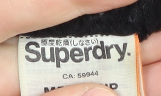Superdry Mens Black Puffer Jacket M Hooded Mid-Length