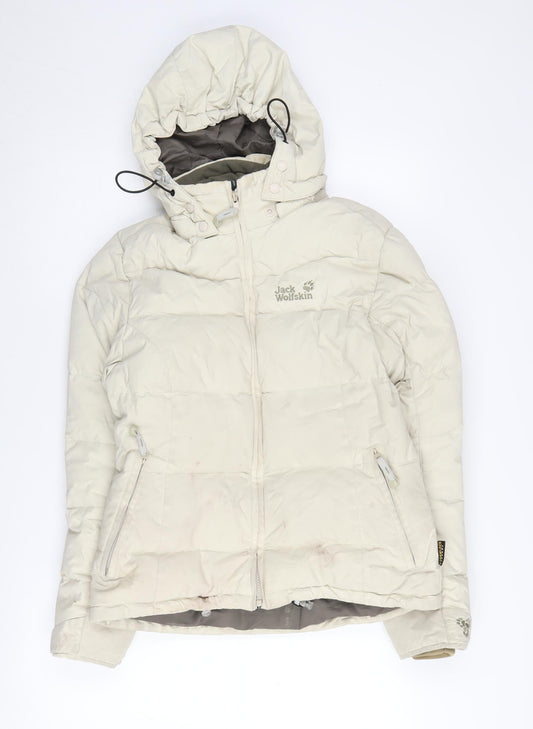 Jack Wolfskin Women's White Puffer Jacket Size 8 Hooded