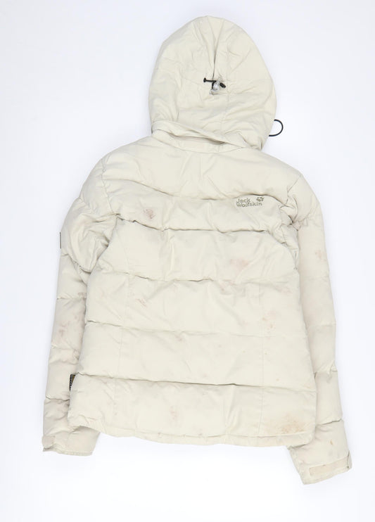 Jack Wolfskin Women's White Puffer Jacket Size 8 Hooded