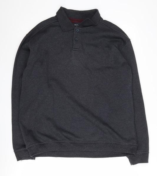 James Pringle Black Henley Sweatshirt XL Men's