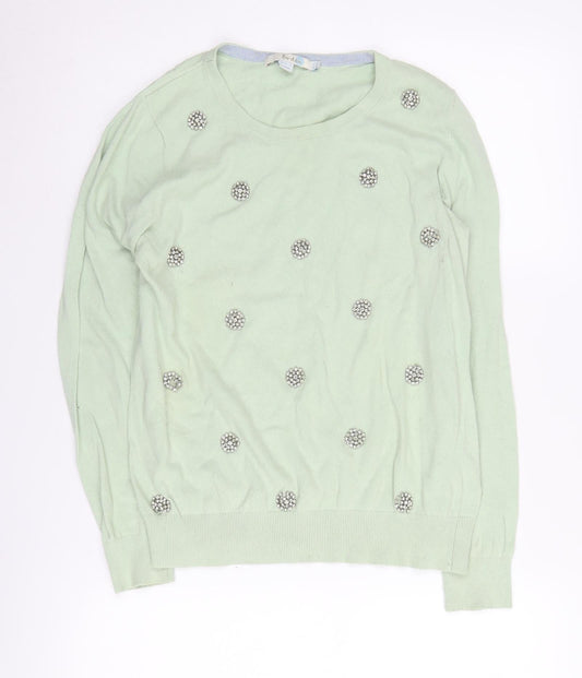 Boden Women's Green Beaded Pullover Jumper Size 12