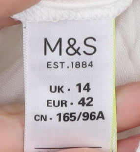 Marks and Spencer Women's White Viscose Blouse, Size 14