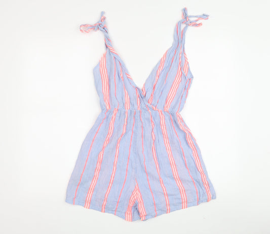 ASOS Women's Blue Playsuit Size 6 Striped Sleeveless Summer