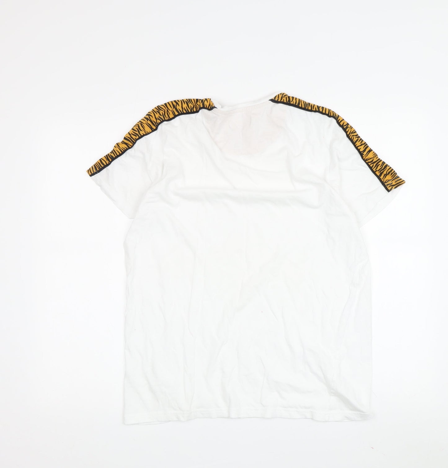 Brave Soul Unisex White T-Shirt L with Animal Print