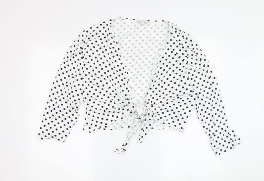 Lakeland Women's White Polka Dot Wrap Blouse