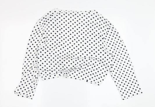 Lakeland Women's White Polka Dot Wrap Blouse