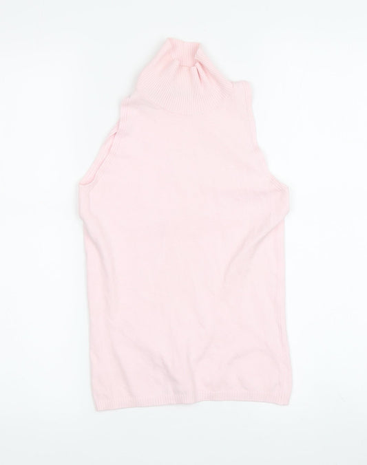 Benetton Women's Pink Sleeveless High Neck Tank Size S