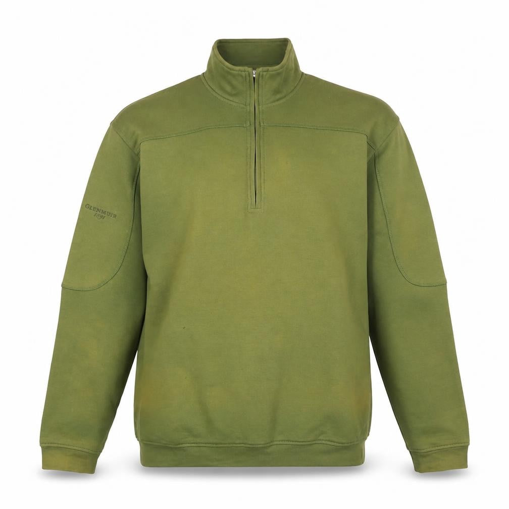 Mens UK L Regular Glenmuir Green 1/4 Zip Sweatshirt