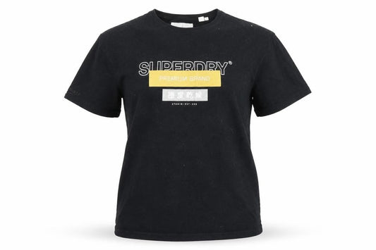 Unisex Adultss UK Size 10 Superdry Black Cotton T-Shirt