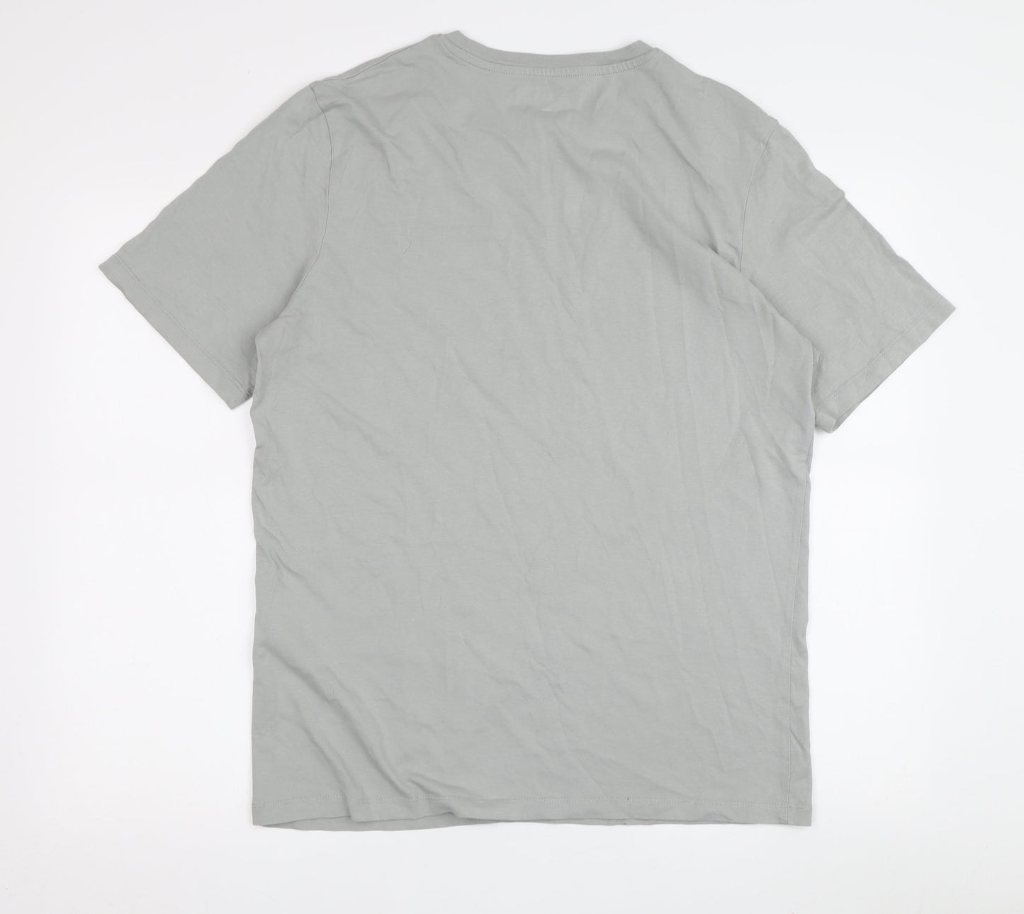 Jack & Jones Men's Grey Logo T-Shirt, Cotton, Medium