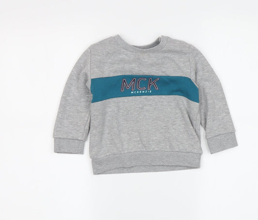 McKenzie Boys Grey Pullover Sweatshirt, 2 Years, Casual Logo Design