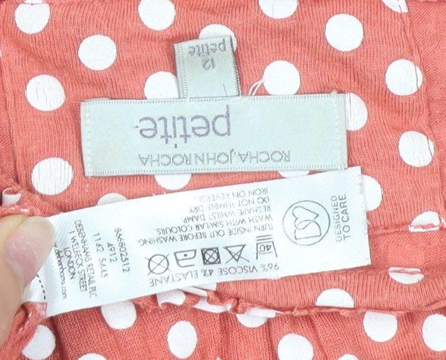 ROCHA.JOHN ROCHA Women's Orange Polka Dot Tunic Blouse Size 12