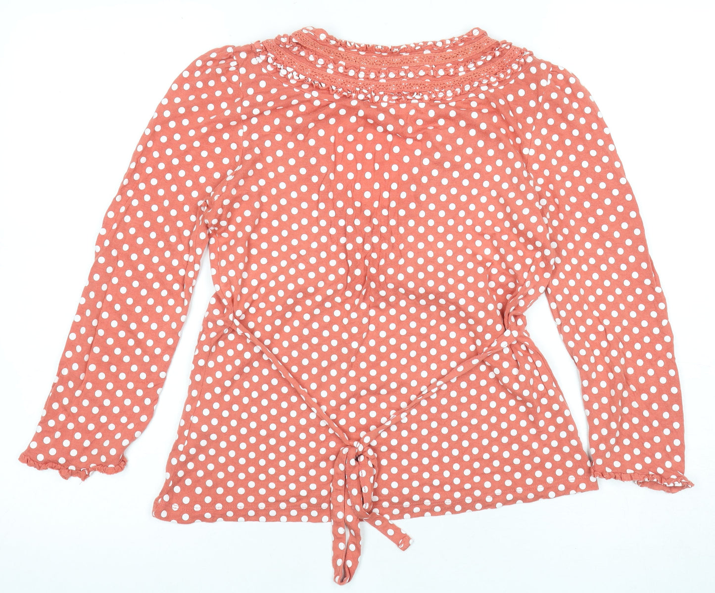 ROCHA.JOHN ROCHA Women's Orange Polka Dot Tunic Blouse Size 12
