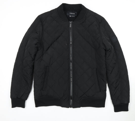 Firetrap Men's Black Medium Puffer Jacket, Quilted, Full Zip