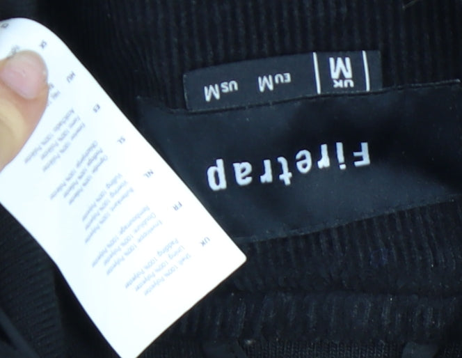 Firetrap Men's Black Medium Puffer Jacket, Quilted, Full Zip